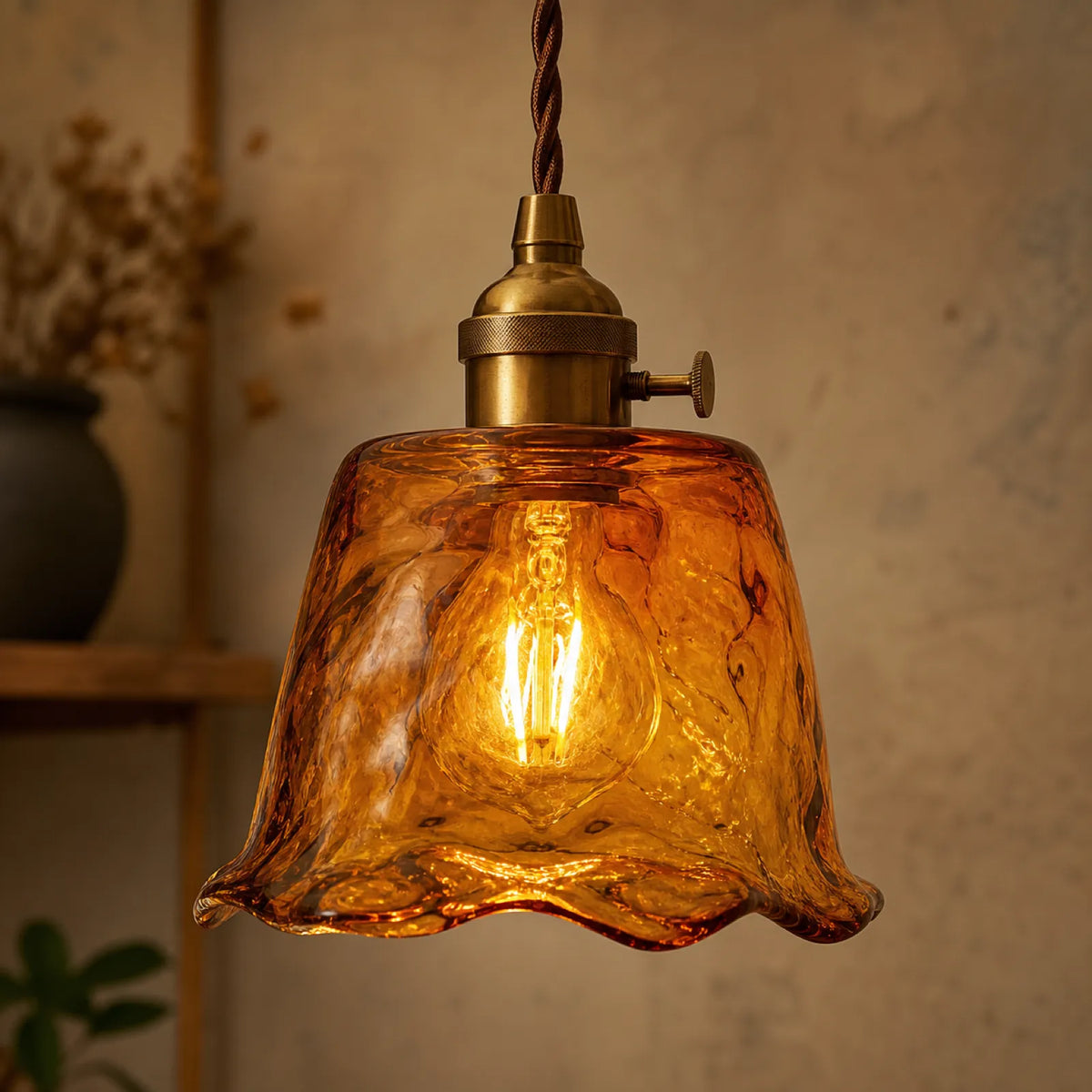 Brass Glass Pendant Light, Styles A-D