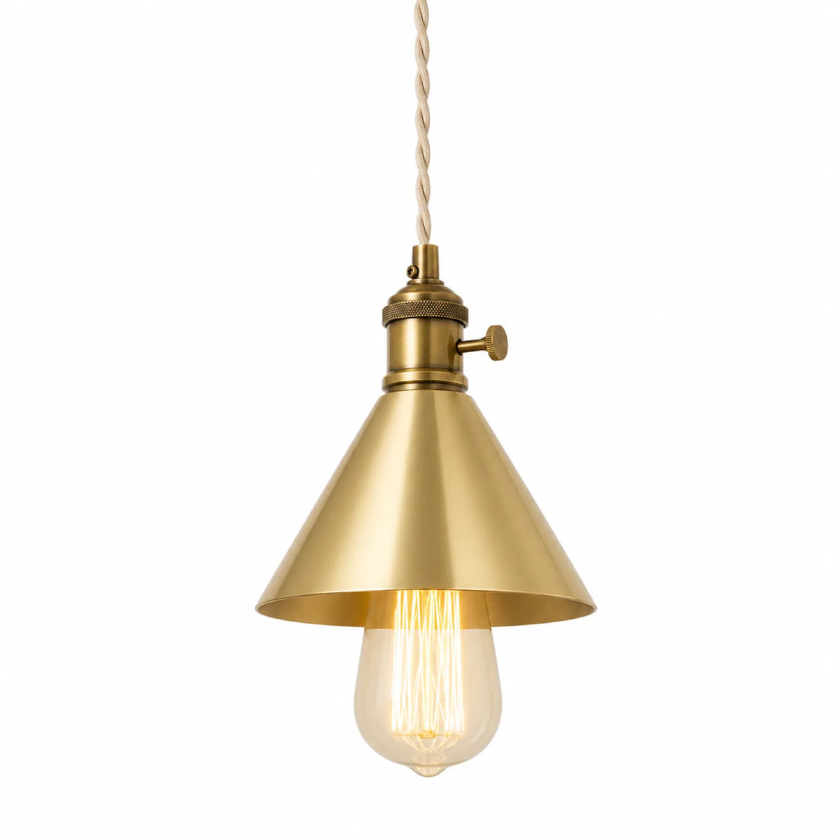 H65 Pure Brass Cone Pendant Light - Style A Hammered / Style B Smooth - Small/Large