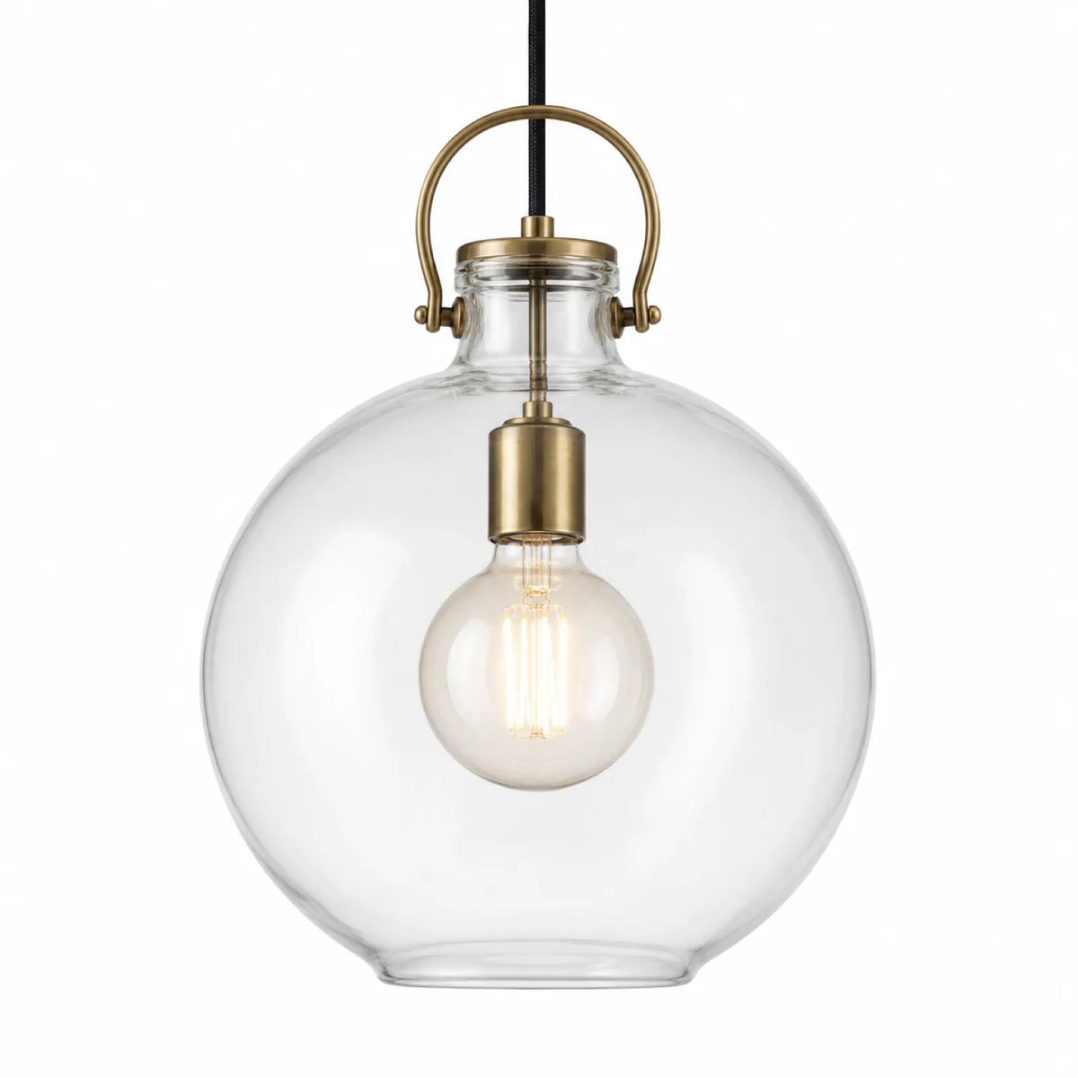 Clear and Frosted Smoke Glass Pendant Light, Multiple Sizes