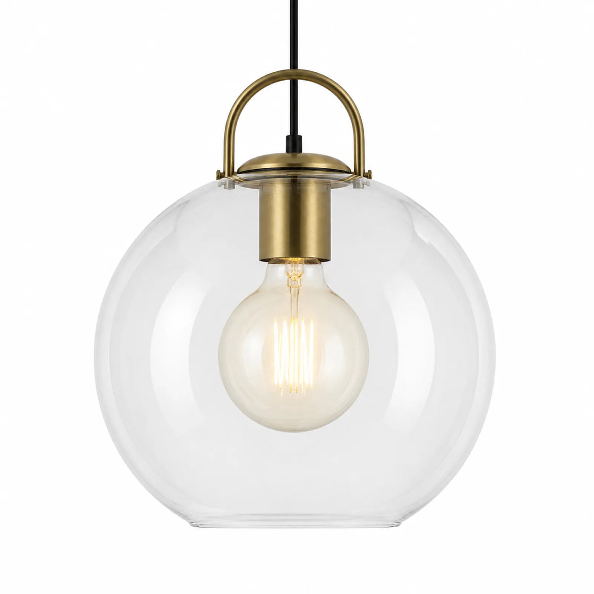 Clear and Frosted Smoke Glass Pendant Light, Multiple Sizes