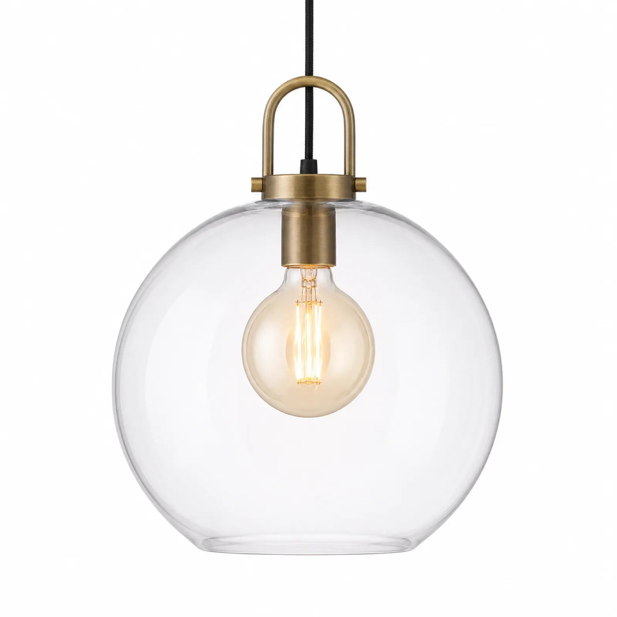 Clear and Frosted Smoke Glass Pendant Light, Multiple Sizes