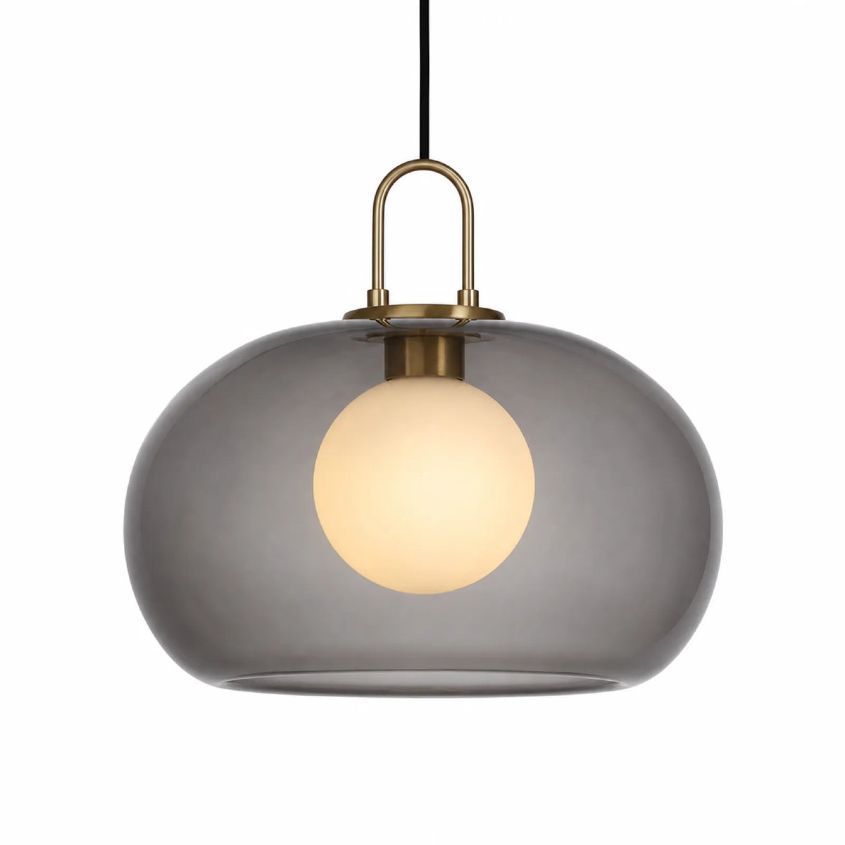 Clear and Frosted Smoke Glass Pendant Light, Multiple Sizes