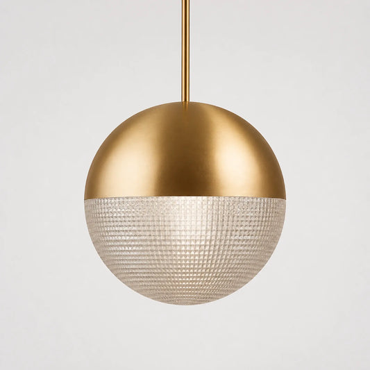 Large Style G Hemispherical Glass Pendant Light 30cm, Gold or Black Hardware