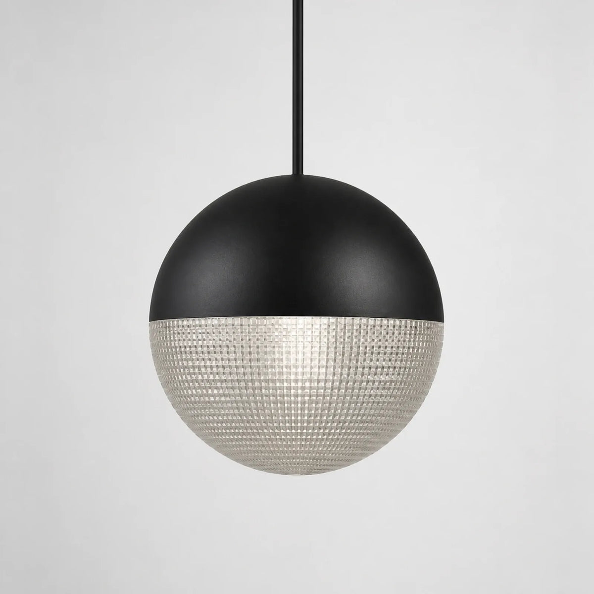 Large Style G Hemispherical Glass Pendant Light 30cm, Gold or Black Hardware