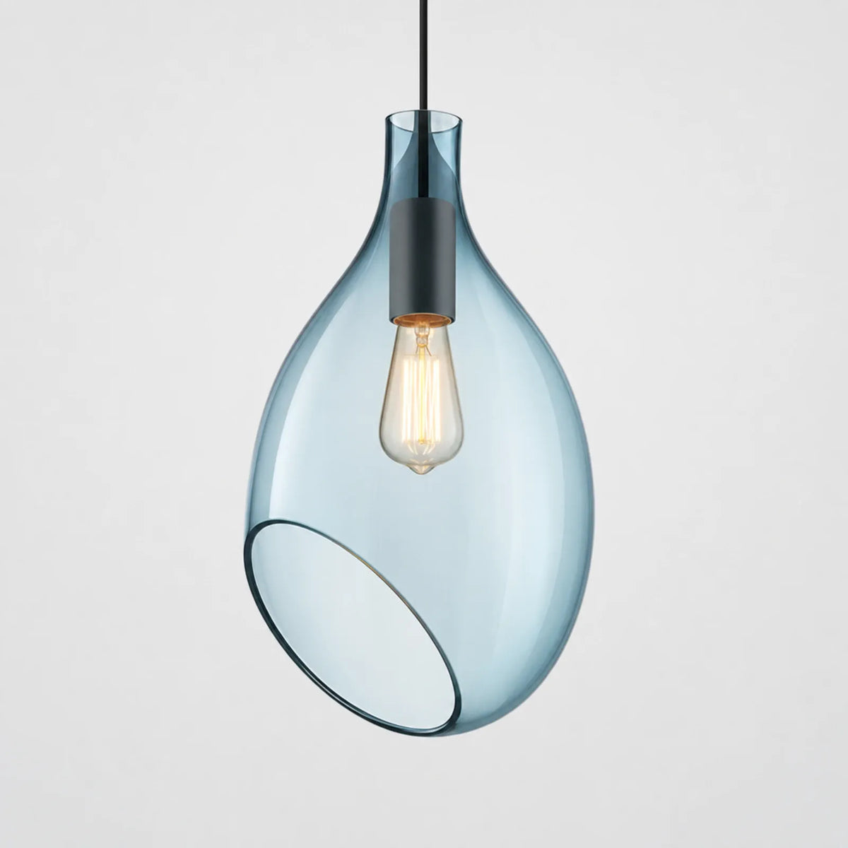 Slanted Waterdrop Glass Pendant Light 23x52cm, Two Colors