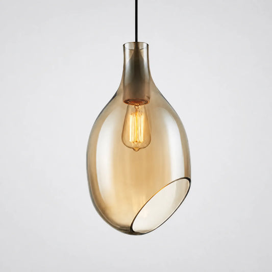 Slanted Waterdrop Glass Pendant Light 23x52cm, Two Colors