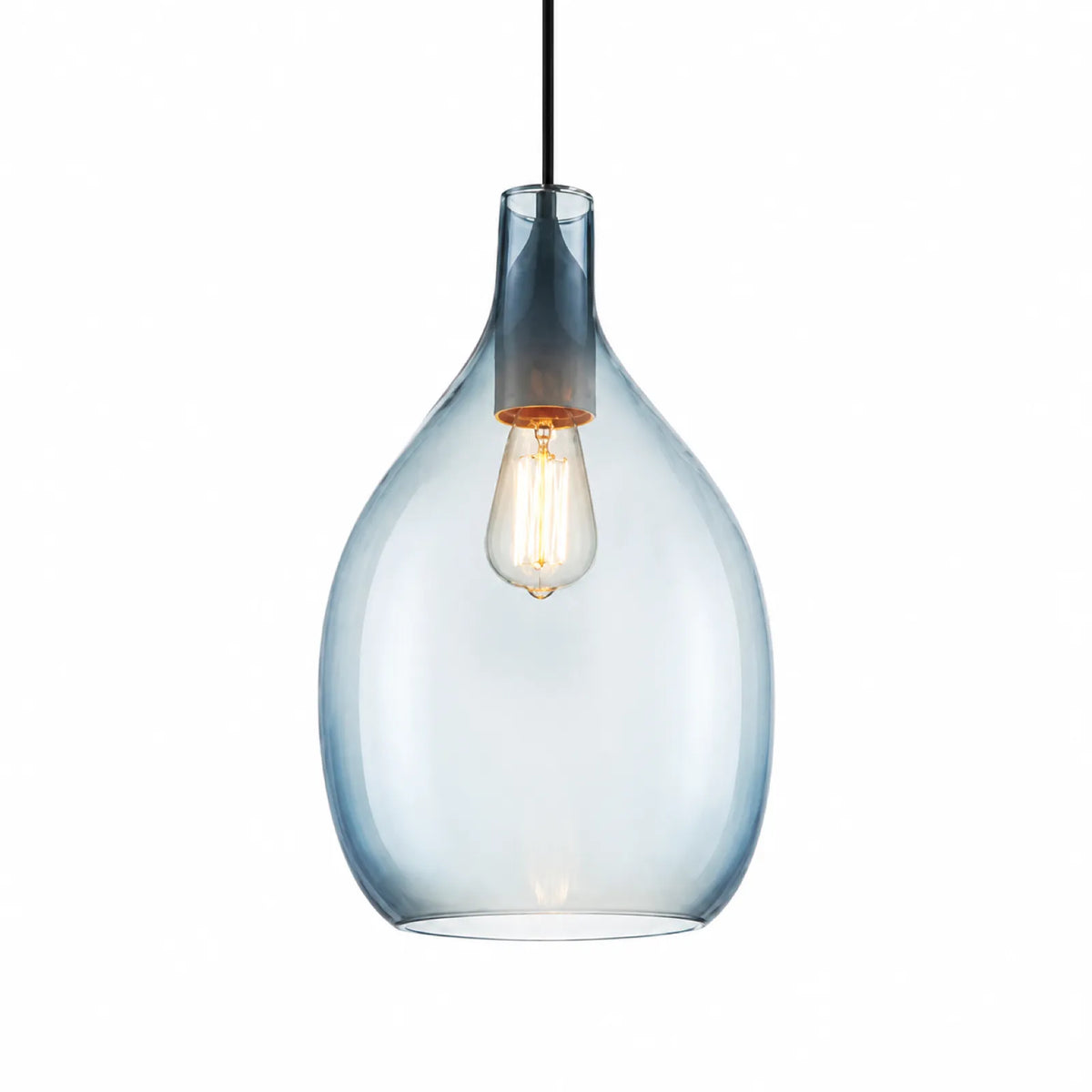 Flat-Mouth Waterdrop Glass Pendant Light 23x52cm, Two Colors