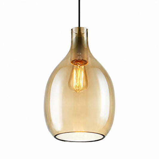 Flat-Mouth Waterdrop Glass Pendant Light 23x52cm, Two Colors