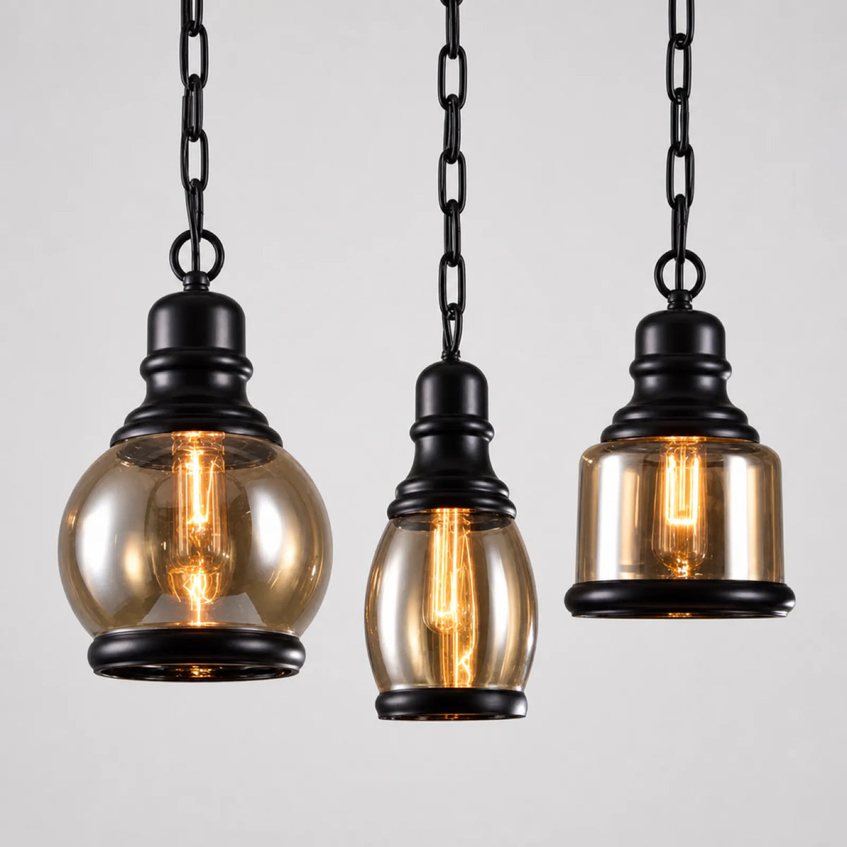 Vintage Chain Glass Pendant Light, Styles A-C