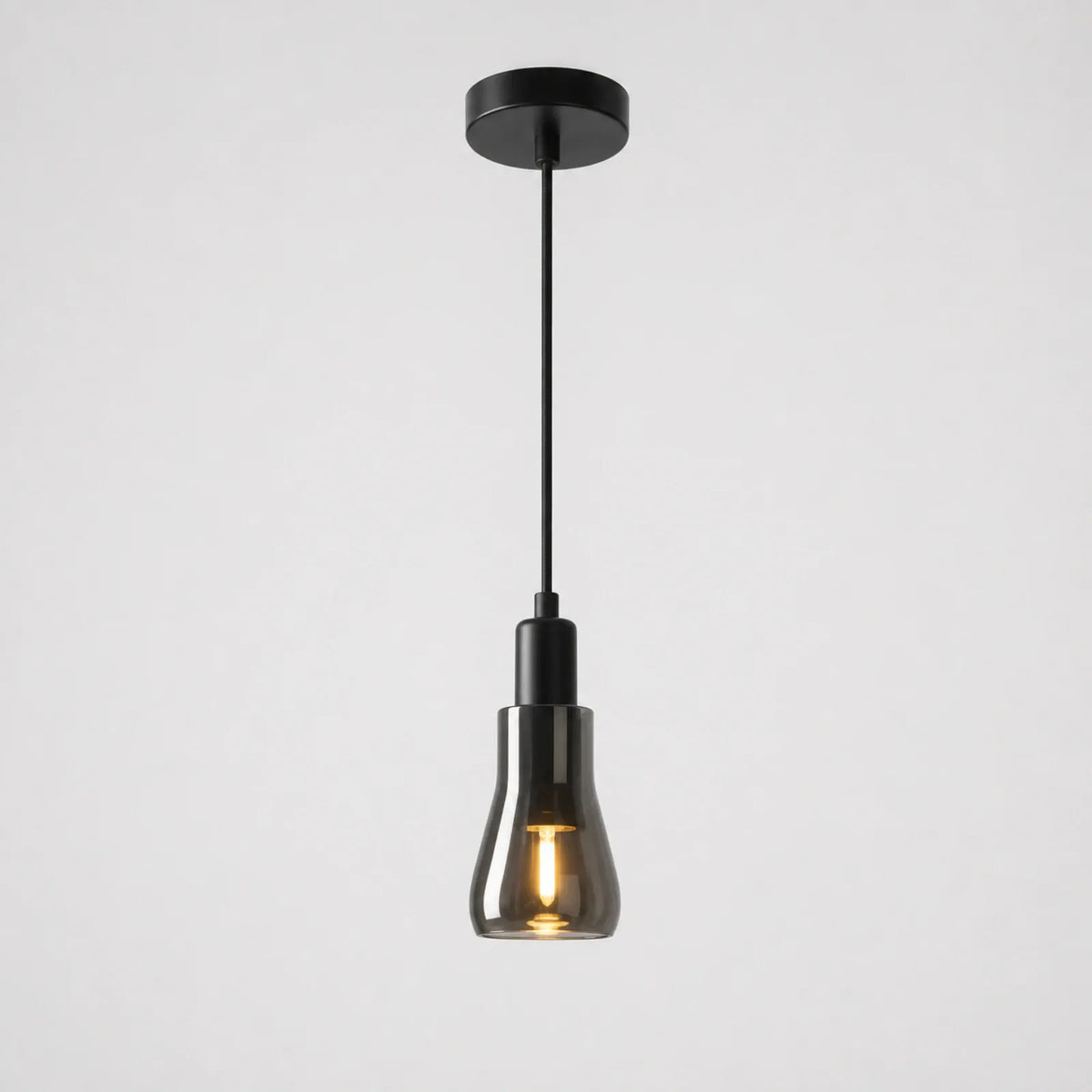 Black Metal Shade Glass Pendant Light, Multiple Sizes