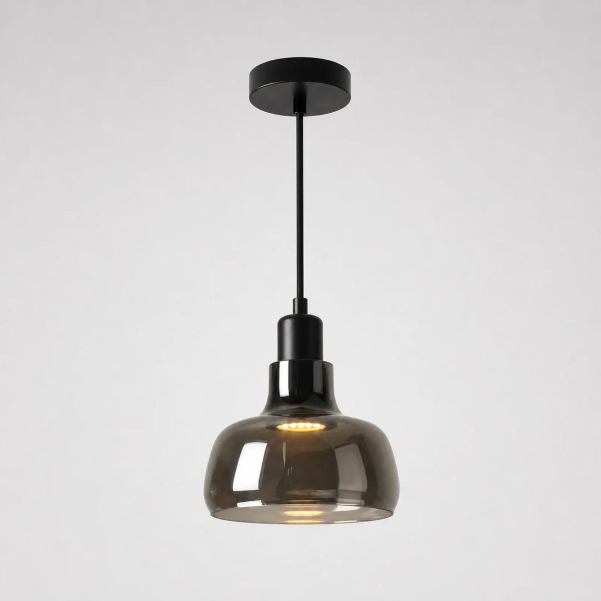 Black Metal Shade Glass Pendant Light, Multiple Sizes