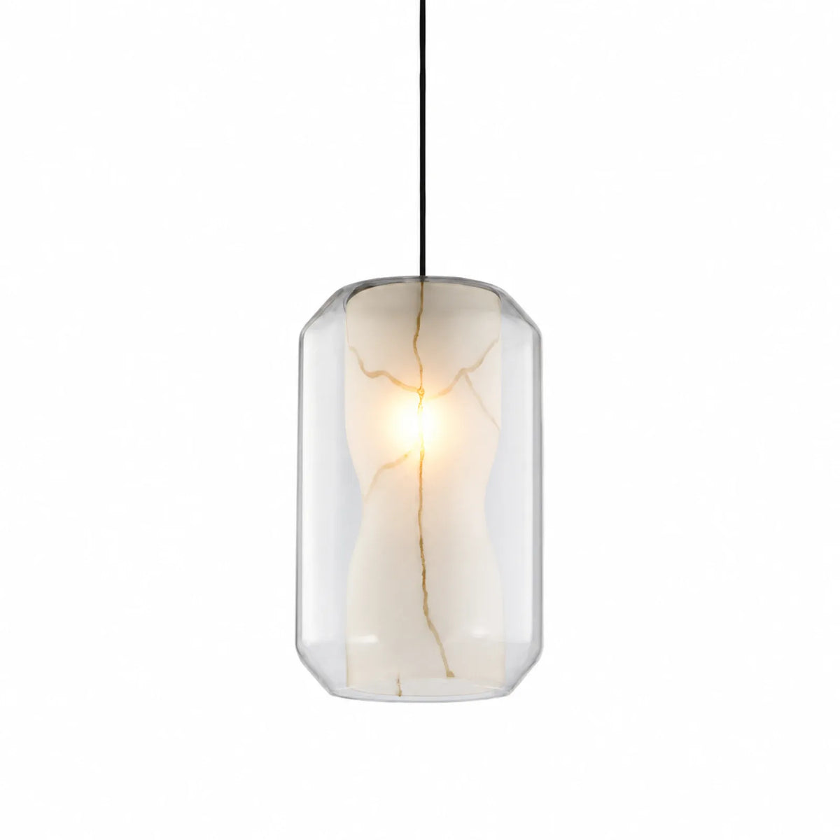 Clear Cylindrical Glass Pendant Light 20x33cm