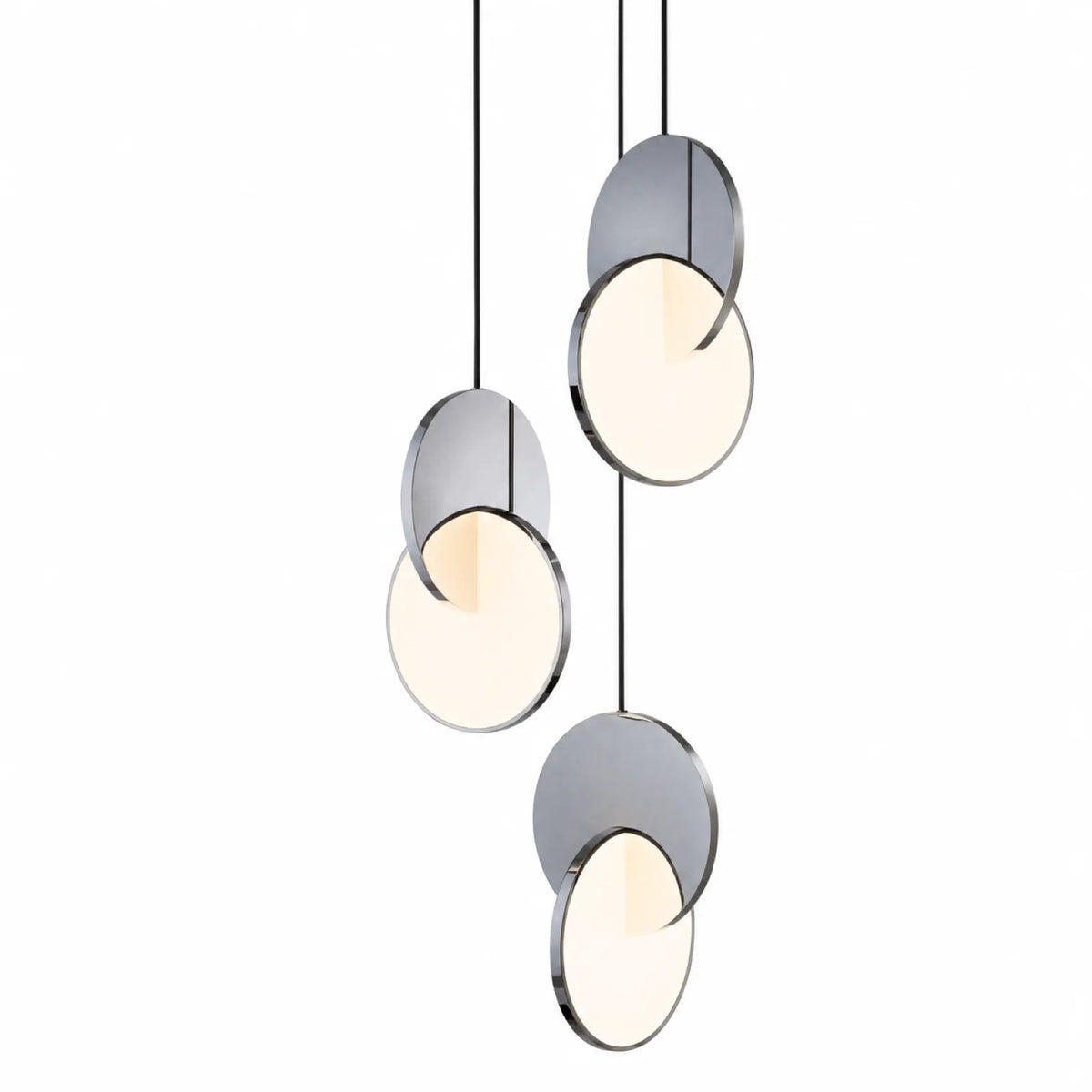 Large Double-Ring LED Pendant Light 25cm, Silver or Gold