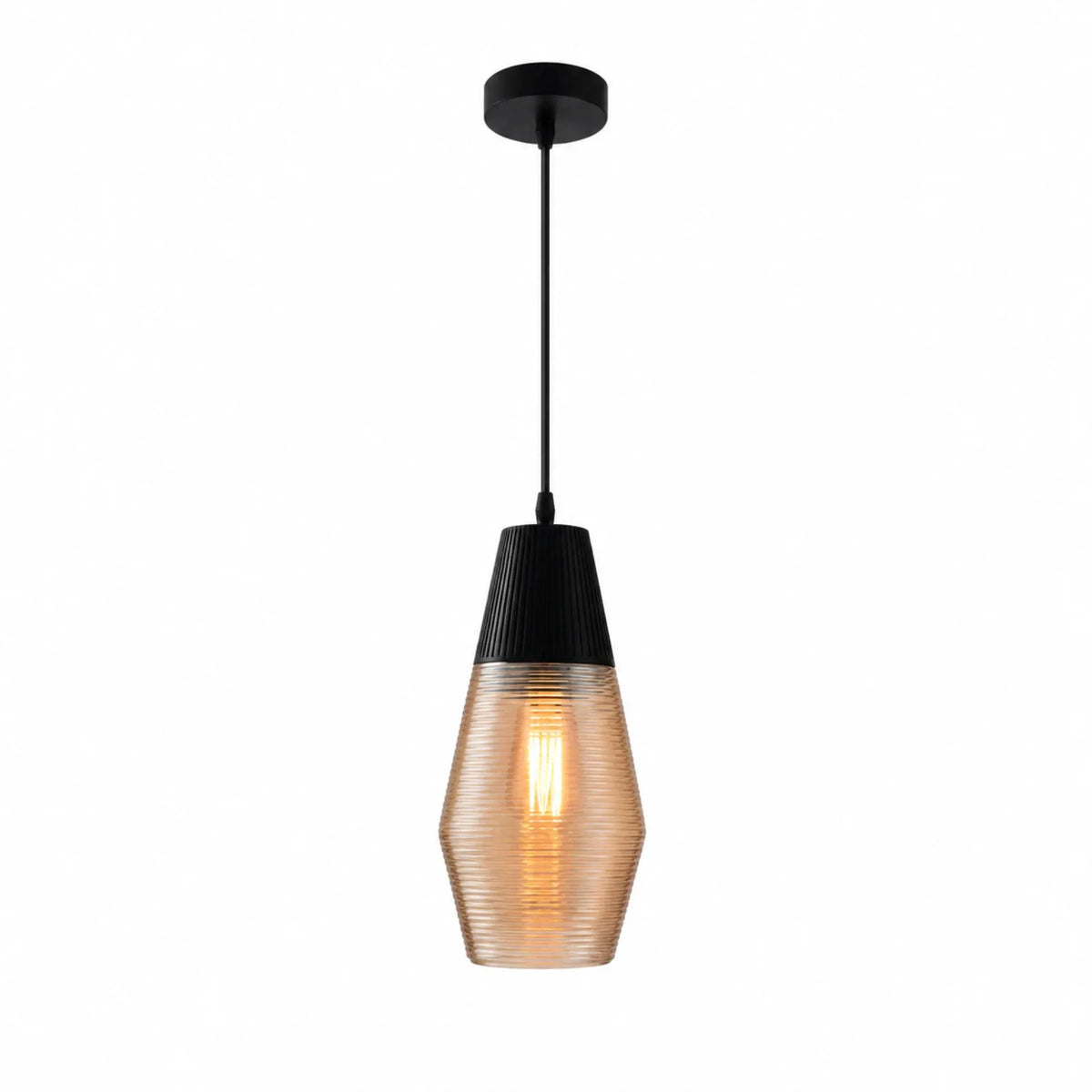 Black-Top Glass Pendant Light 10/16/26cm