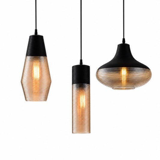 Black-Top Glass Pendant Light 10/16/26cm