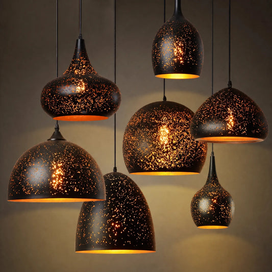Rust-Flecked Starry Glass Pendant Shade Series, Styles A-G