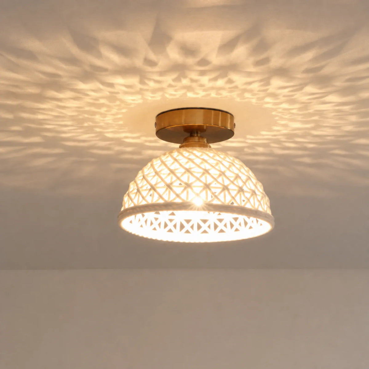 20cm Ceramic Lattice Ceiling Light, Blue or White
