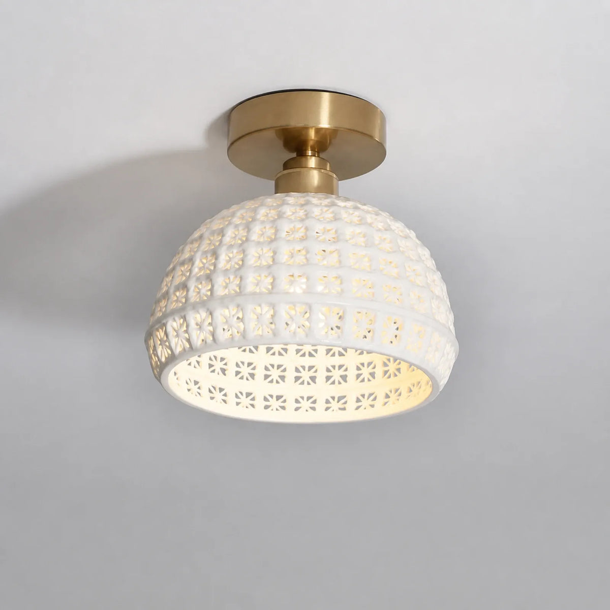 20cm White Ceramic Star-Pattern Ceiling Light