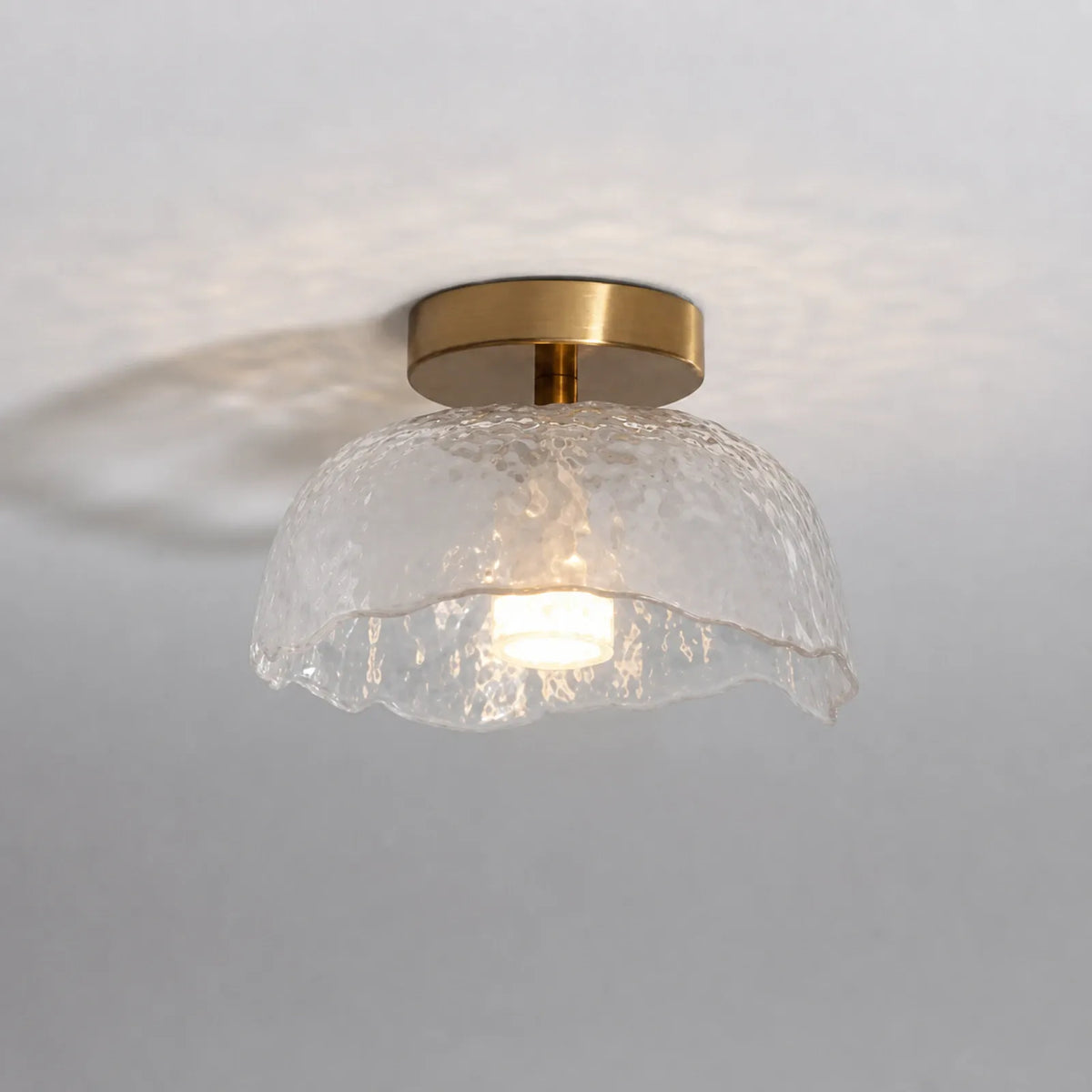 20cm Hammered Notched Glass Ceiling Light