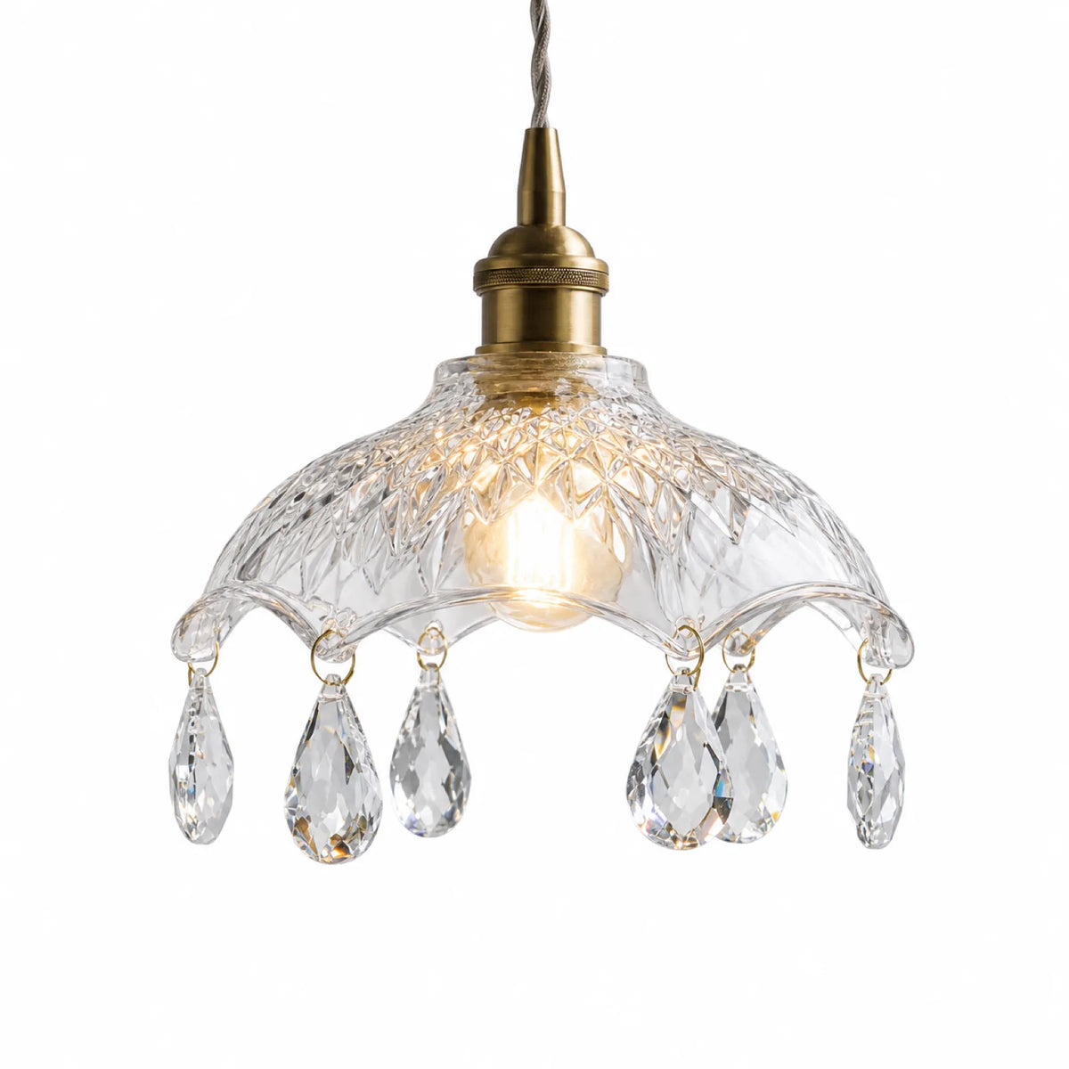 20cm Crystal Pendant Light Shade, Styles A-C