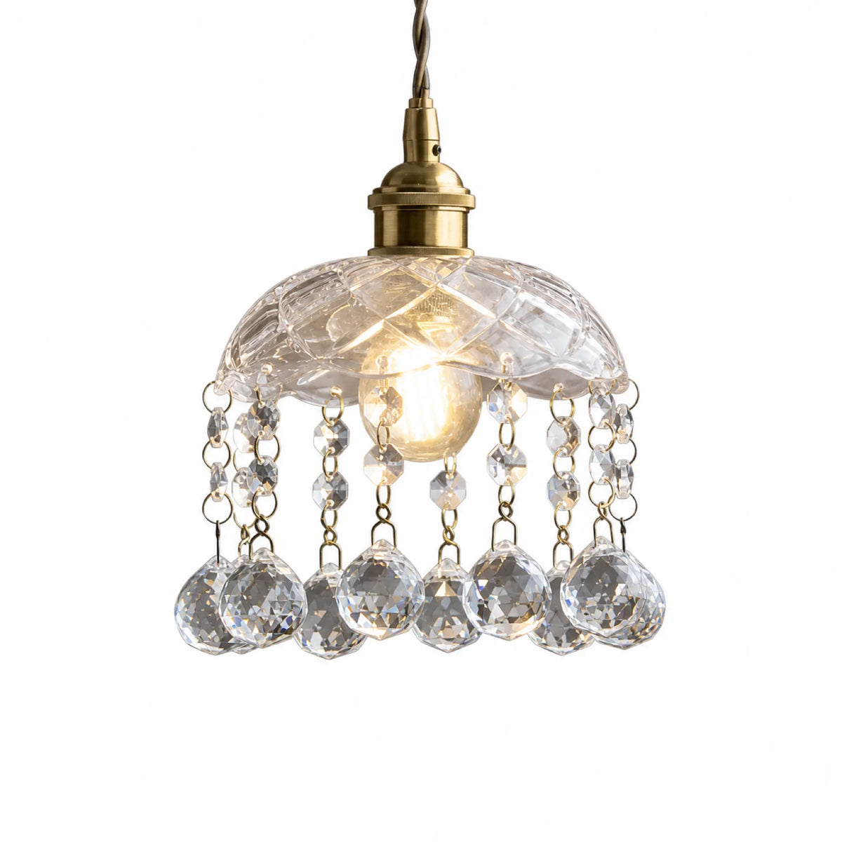 20cm Crystal Pendant Light Shade, Styles A-C
