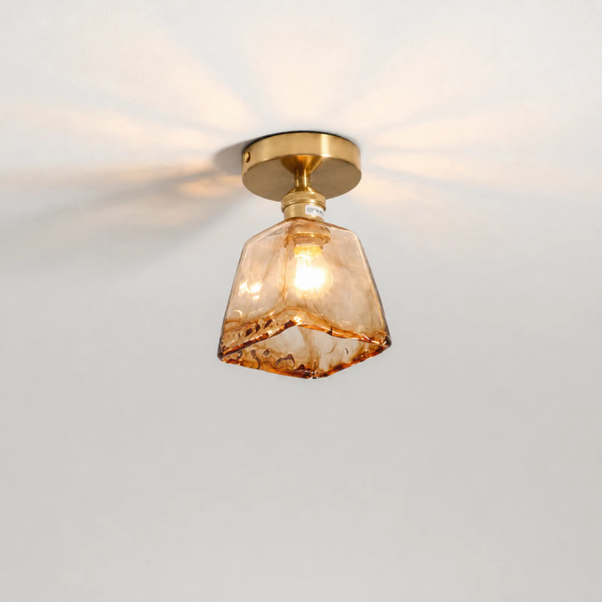 Gold Flush Mount Glass Ceiling Light, Styles A-F