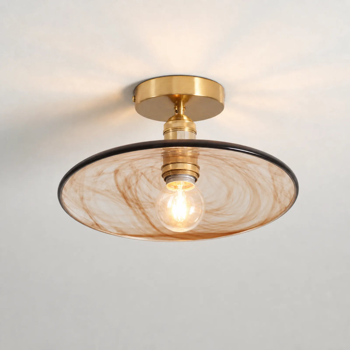Gold Flush Mount Glass Ceiling Light, Styles A-F