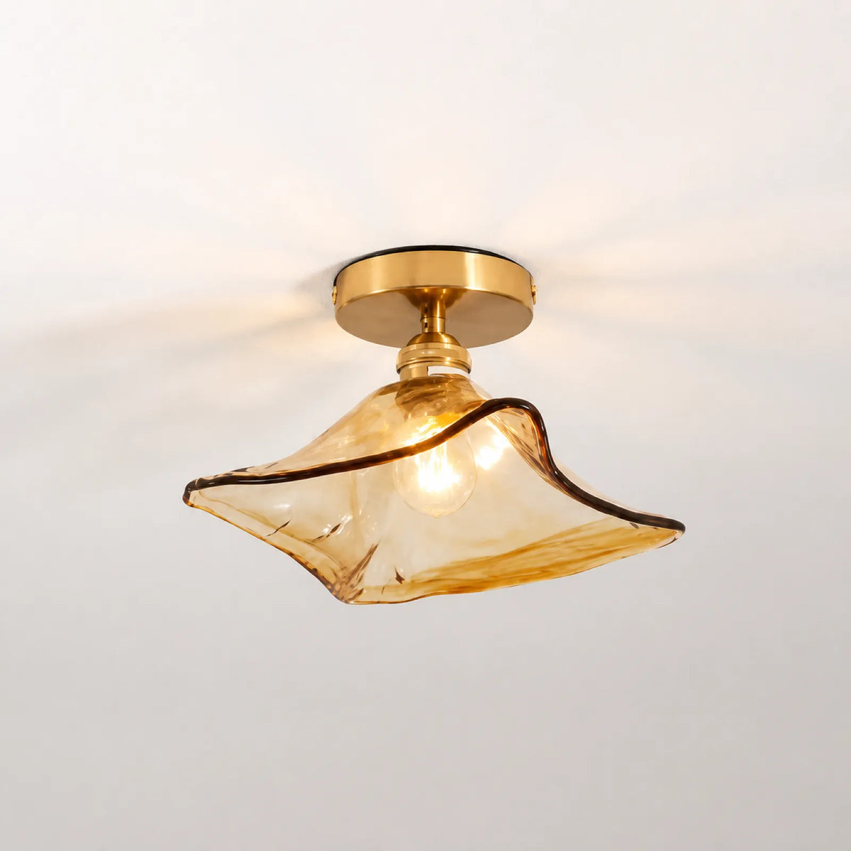 Gold Flush Mount Glass Ceiling Light, Styles A-F