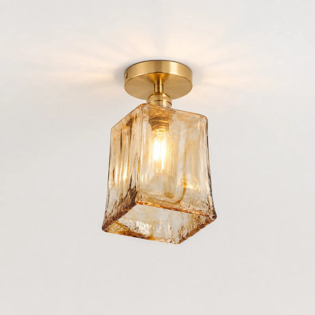 Gold Flush Mount Glass Ceiling Light, Styles A-F