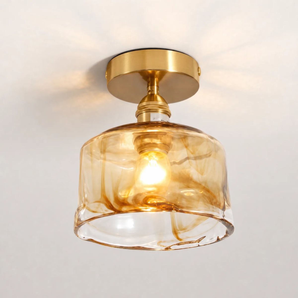 Gold Flush Mount Glass Ceiling Light, Styles A-F