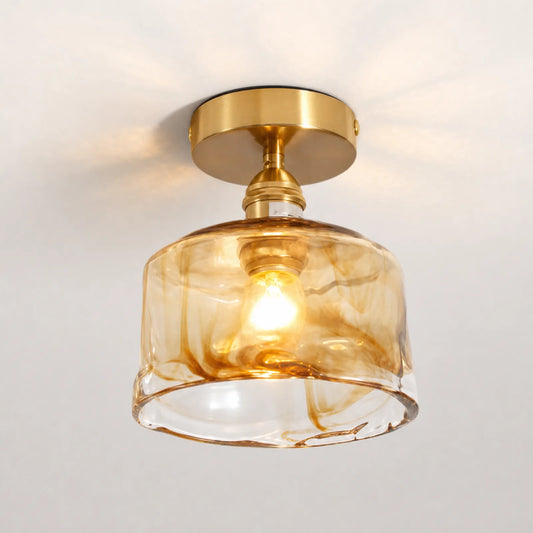 Gold Flush Mount Glass Ceiling Light, Styles A-F