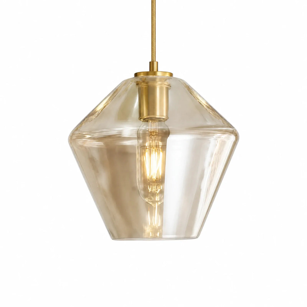 Gold Clear Glass Pendant Light, Three Sizes