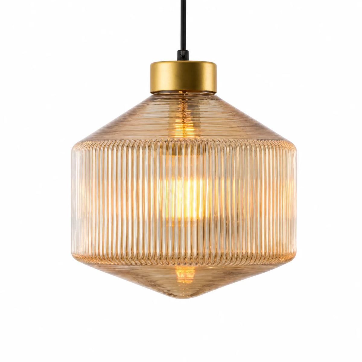 Ribbed Glass Shade Pendant Light, 26cm