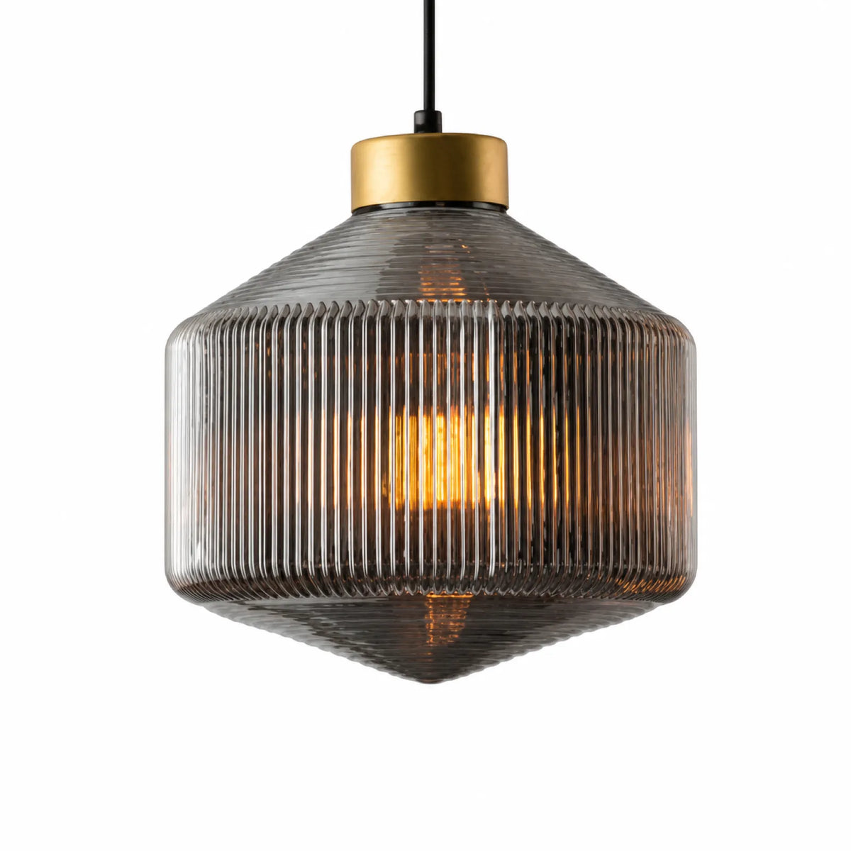 Ribbed Glass Shade Pendant Light, 26cm