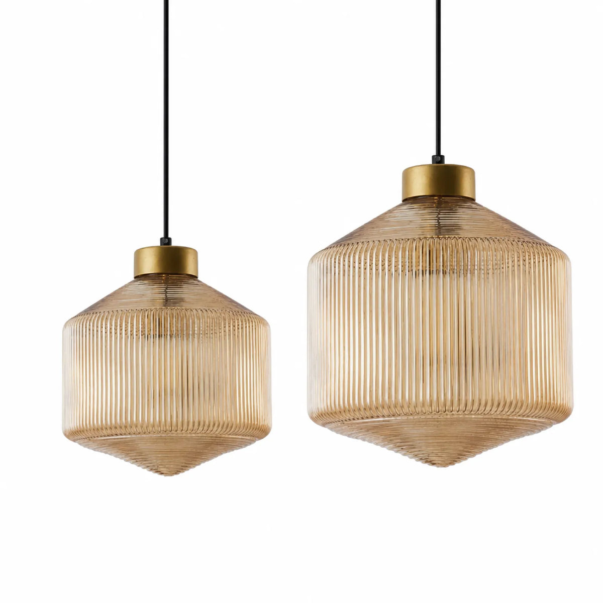 Ribbed Glass Shade Pendant Light, 26cm