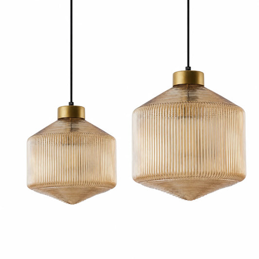 Ribbed Glass Shade Pendant Light, 26cm
