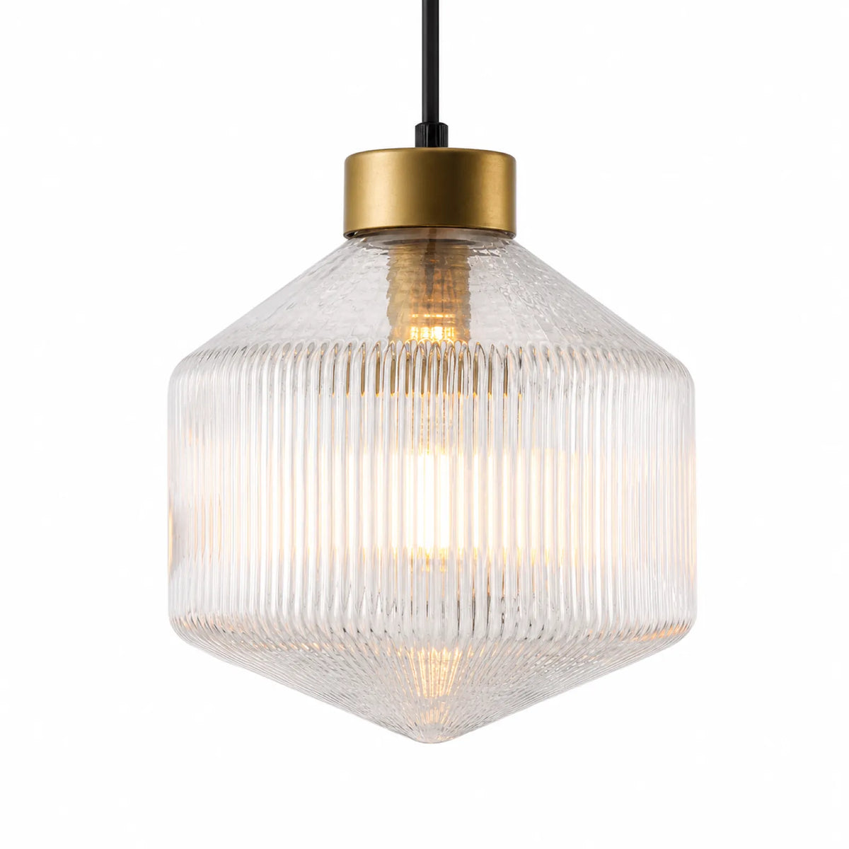 Ribbed Glass Shade Pendant Light, 26cm