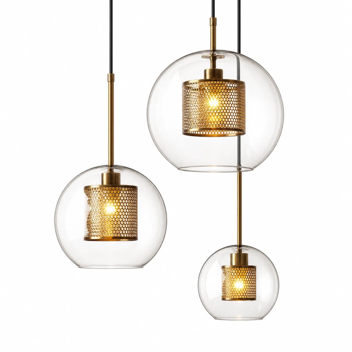 Metal Mesh Globe Glass Pendant Light