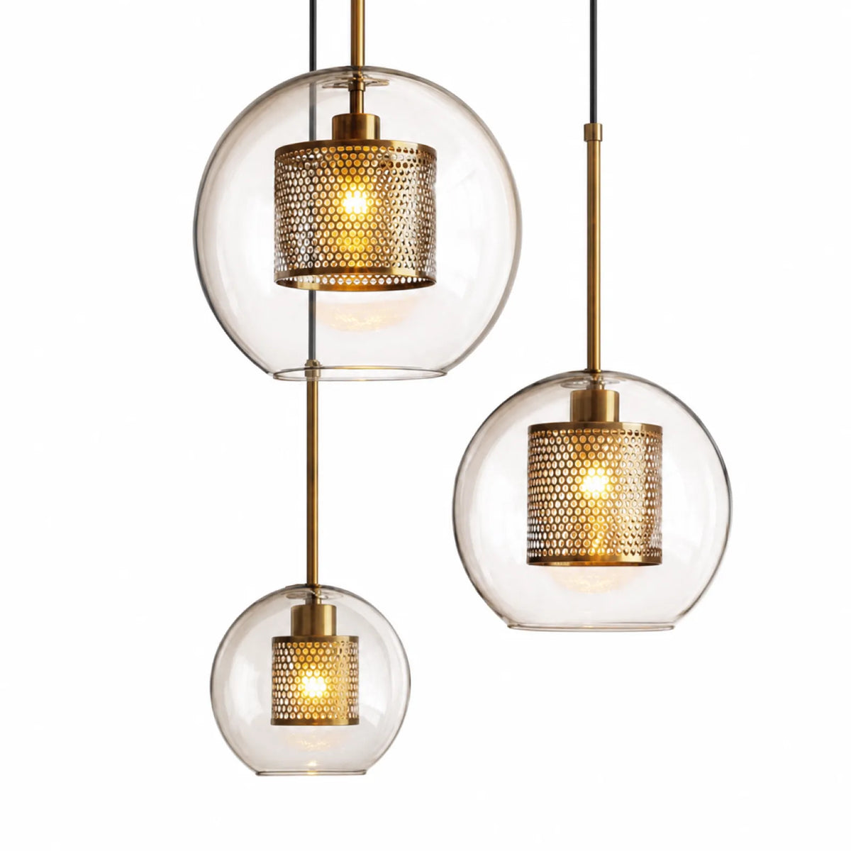 Metal Mesh Globe Glass Pendant Light