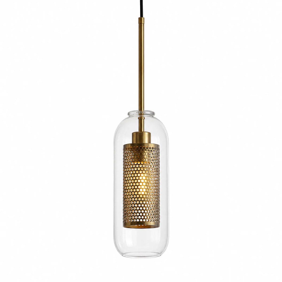 Glass Pendant Light with Metal Mesh Shade