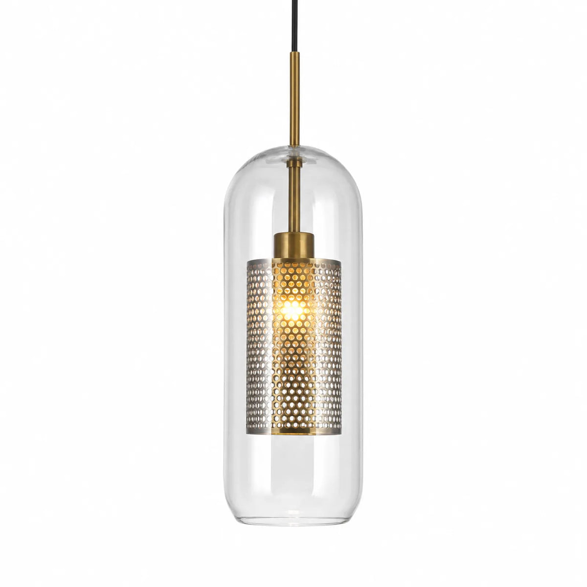 Glass Pendant Light with Metal Mesh Shade