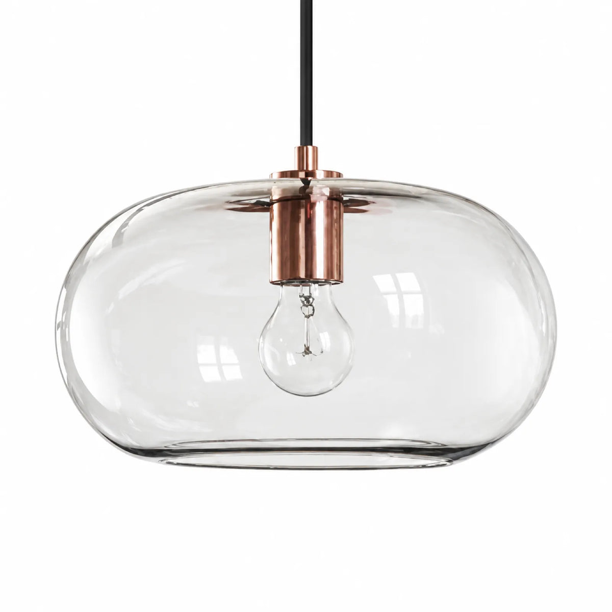 Smoke Gray and Coffee Oval Glass Pendant Light