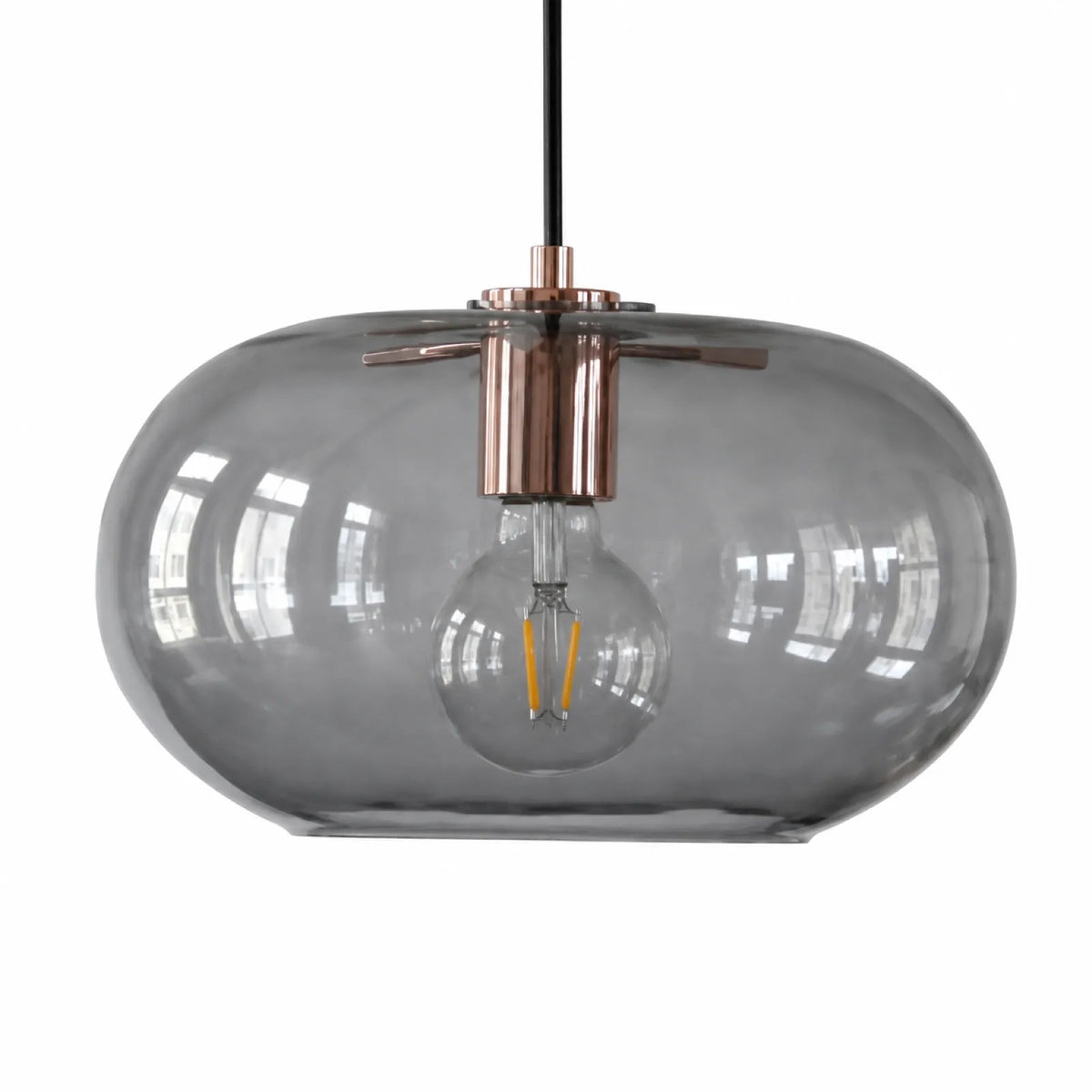 Smoke Gray and Coffee Oval Glass Pendant Light