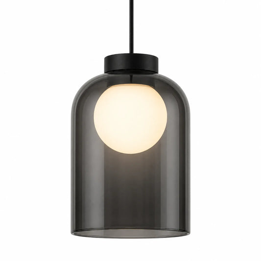 Gradient Smoke Gray Glass Globe Wall Light