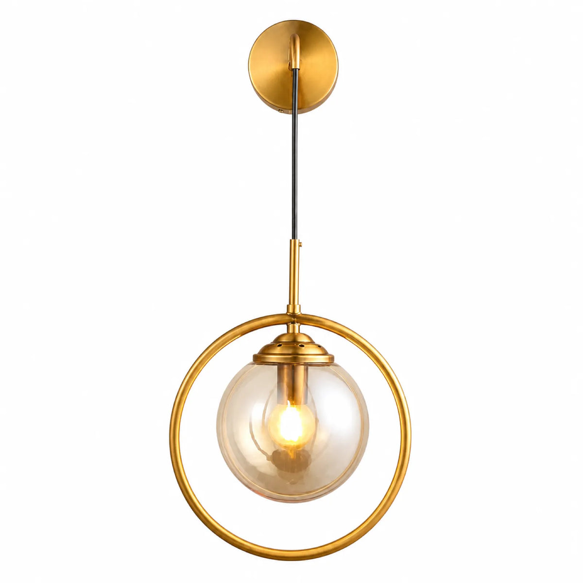 Antique Brass Ring Glass Wall Light