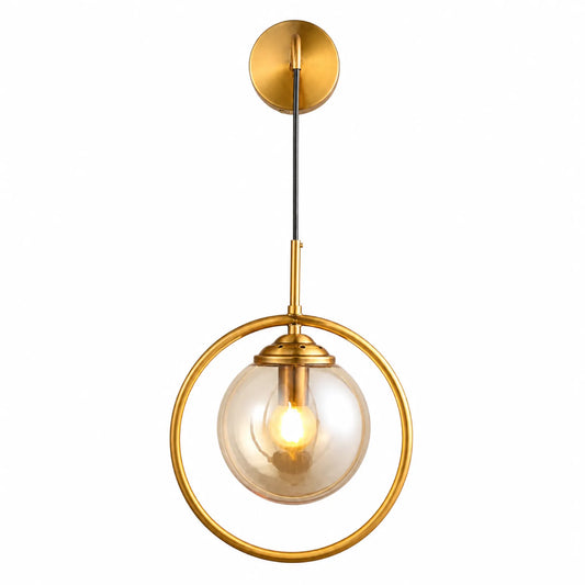 Antique Brass Ring Glass Wall Light
