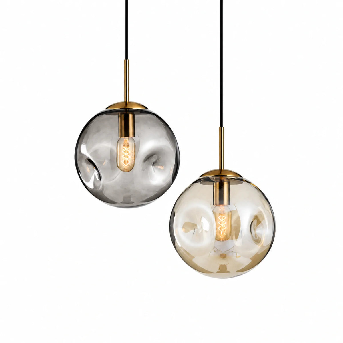 Smoke Gray/Cognac Globe Glass Pendant Light