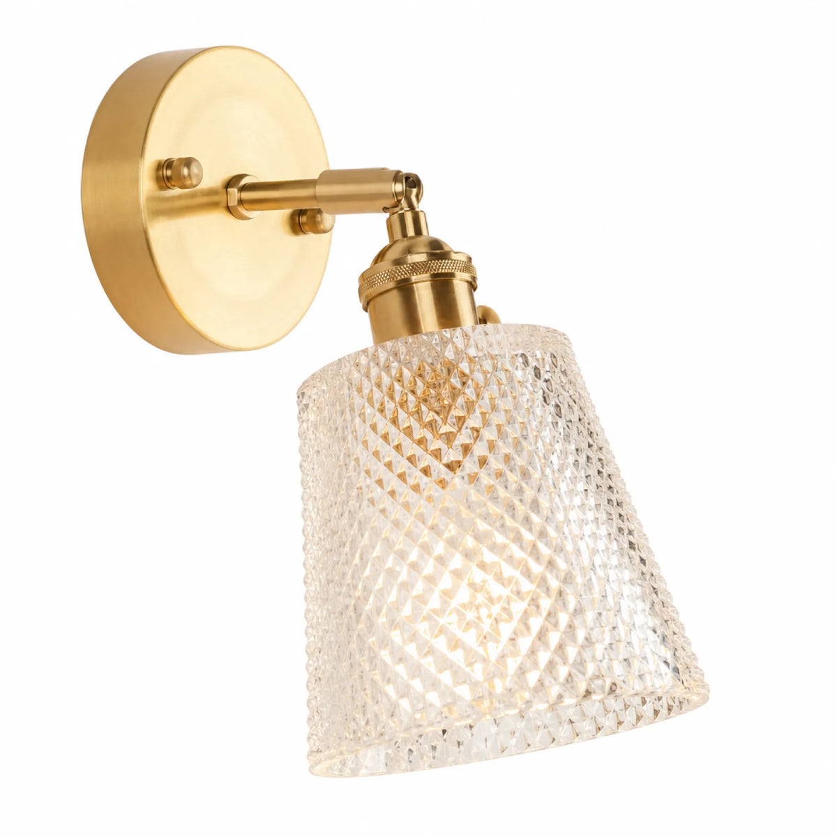 Small Clear Checkered Glass Wall Light