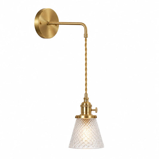 Small Clear Checkered Glass Wall Light