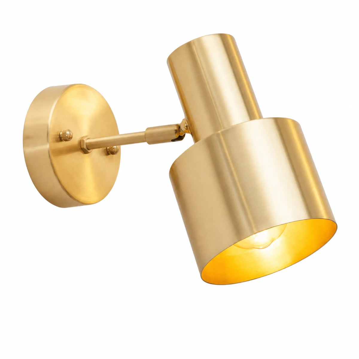 Brass-Finish Metal Cylinder Shade Wall Light